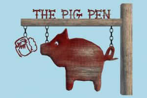 Pig-Pen Sign Pig-Pen, Sign, Mark, Logo, pig, statue, animal